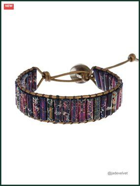 Boho Handmade Natural Stone Crystal Leather Wrap Bracelet Adjustable